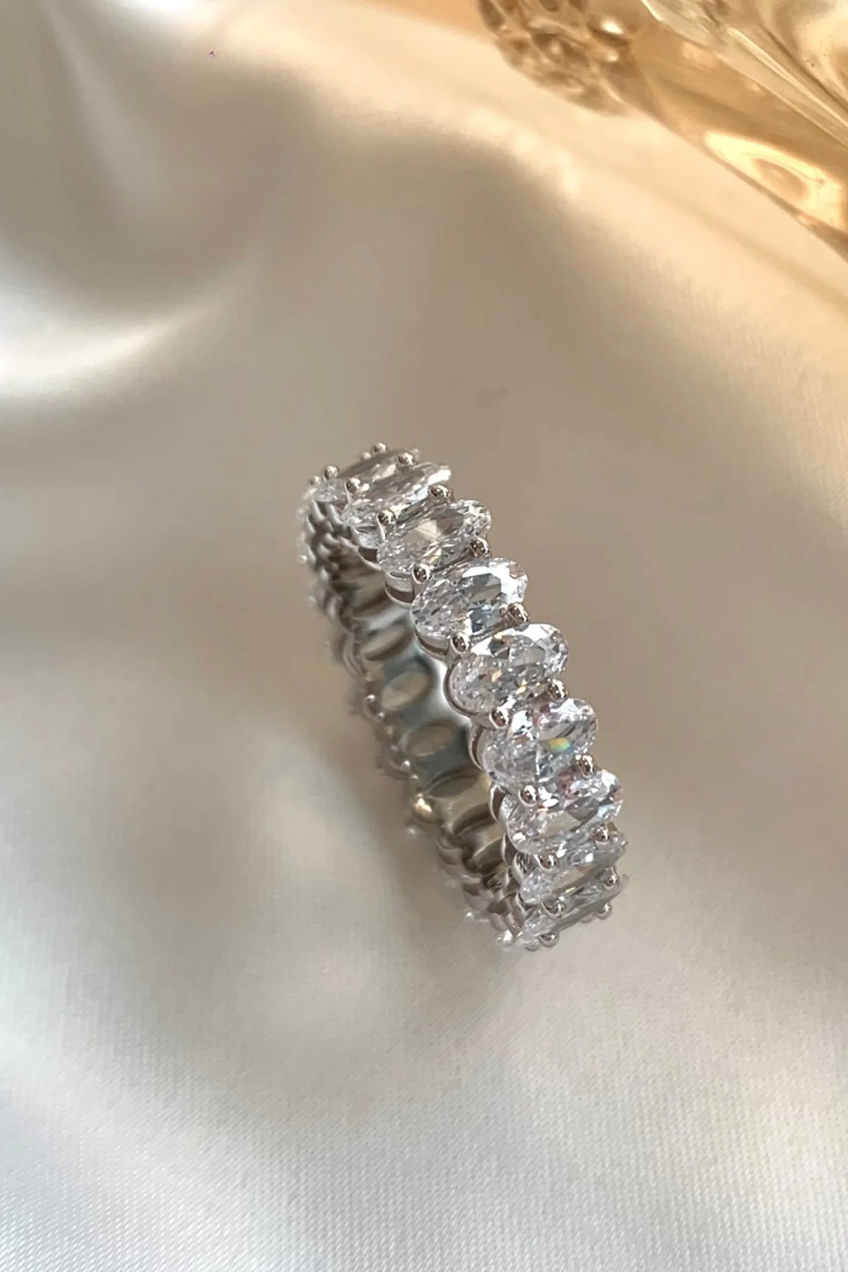 Bague ovale en argent S925 plaqué or 18 carats avec zircon – Image 7