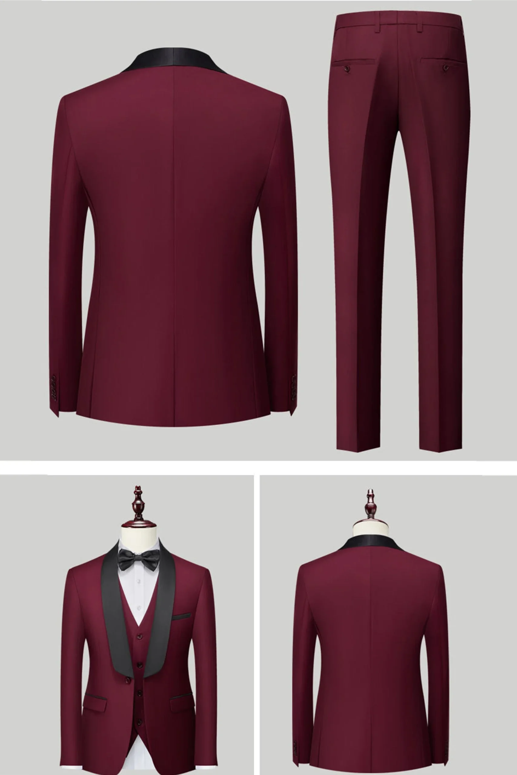 Costume trois pièces ajusté pour homme avec double fente – Image 9