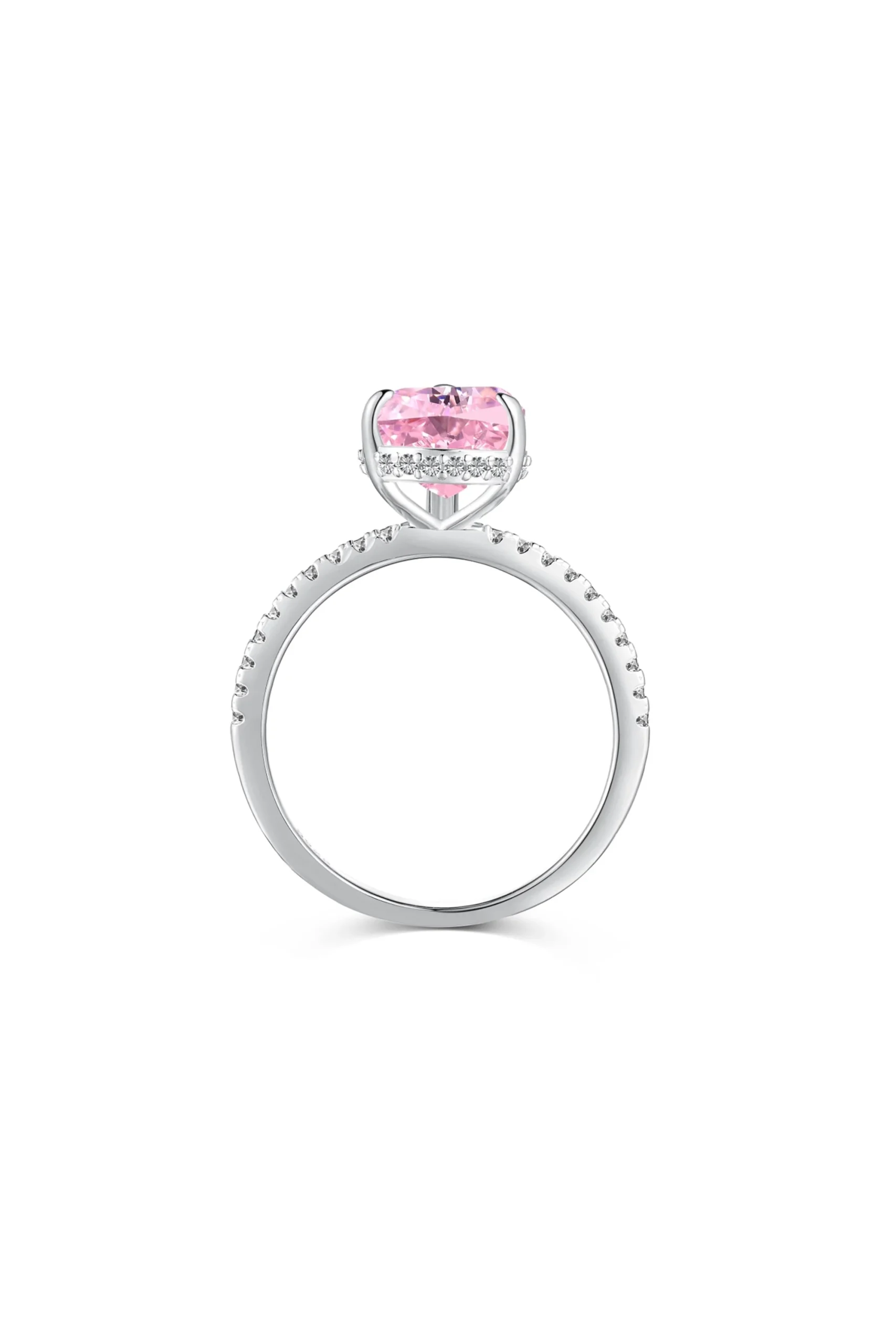 Bague en argent S925 avec zircon rose radieux et coupe poire – Image 4