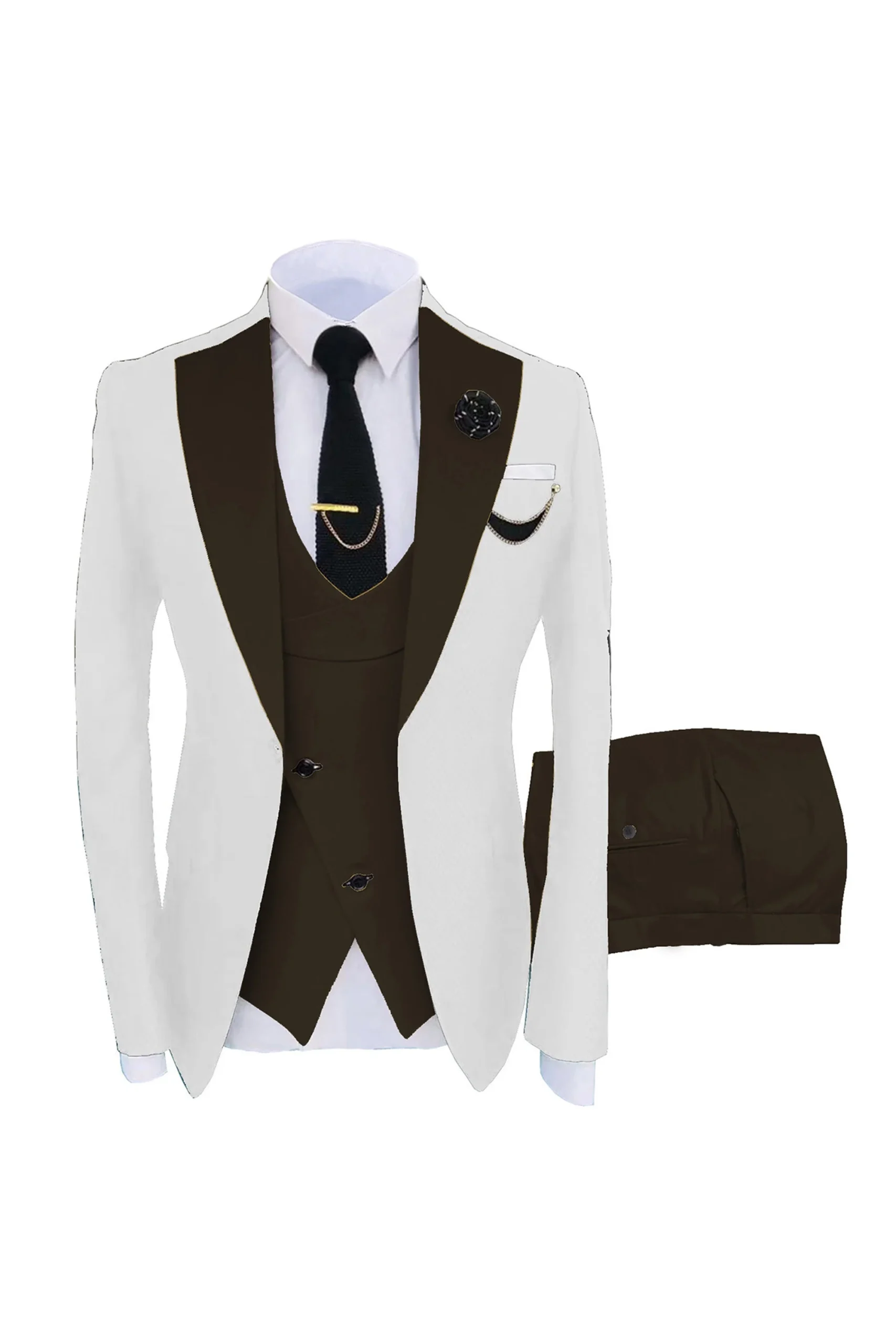 Costumes de garçon d'honneur trois pièces coupe slim pour hommes – Image 8