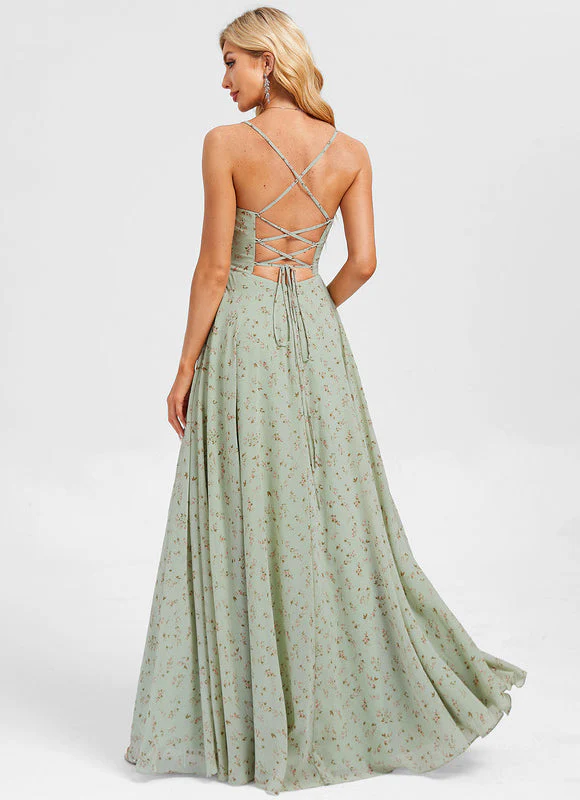 Robe Pastel Bleu Col V Longue – Image 4