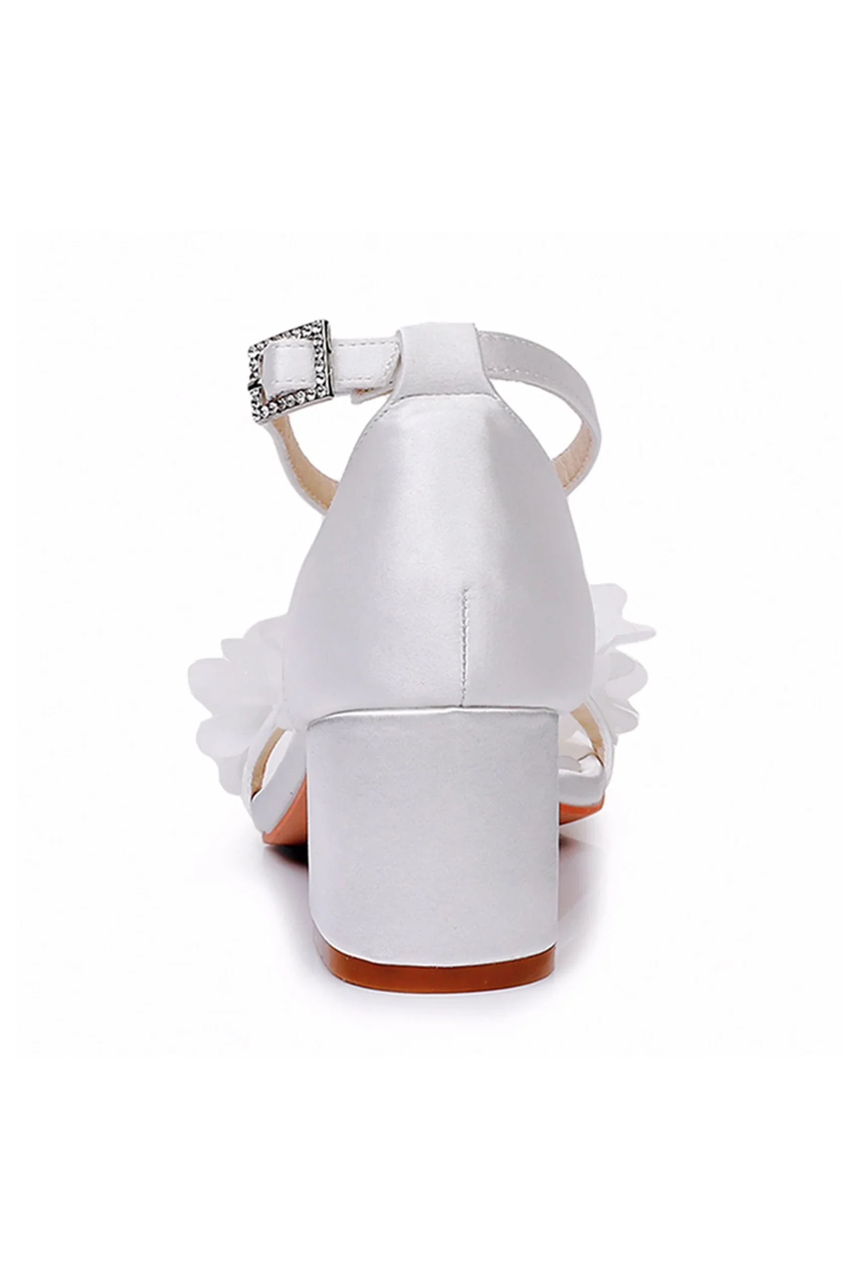 Sandales de mariée en satin à Tailles carrés et à fleurs – Image 4