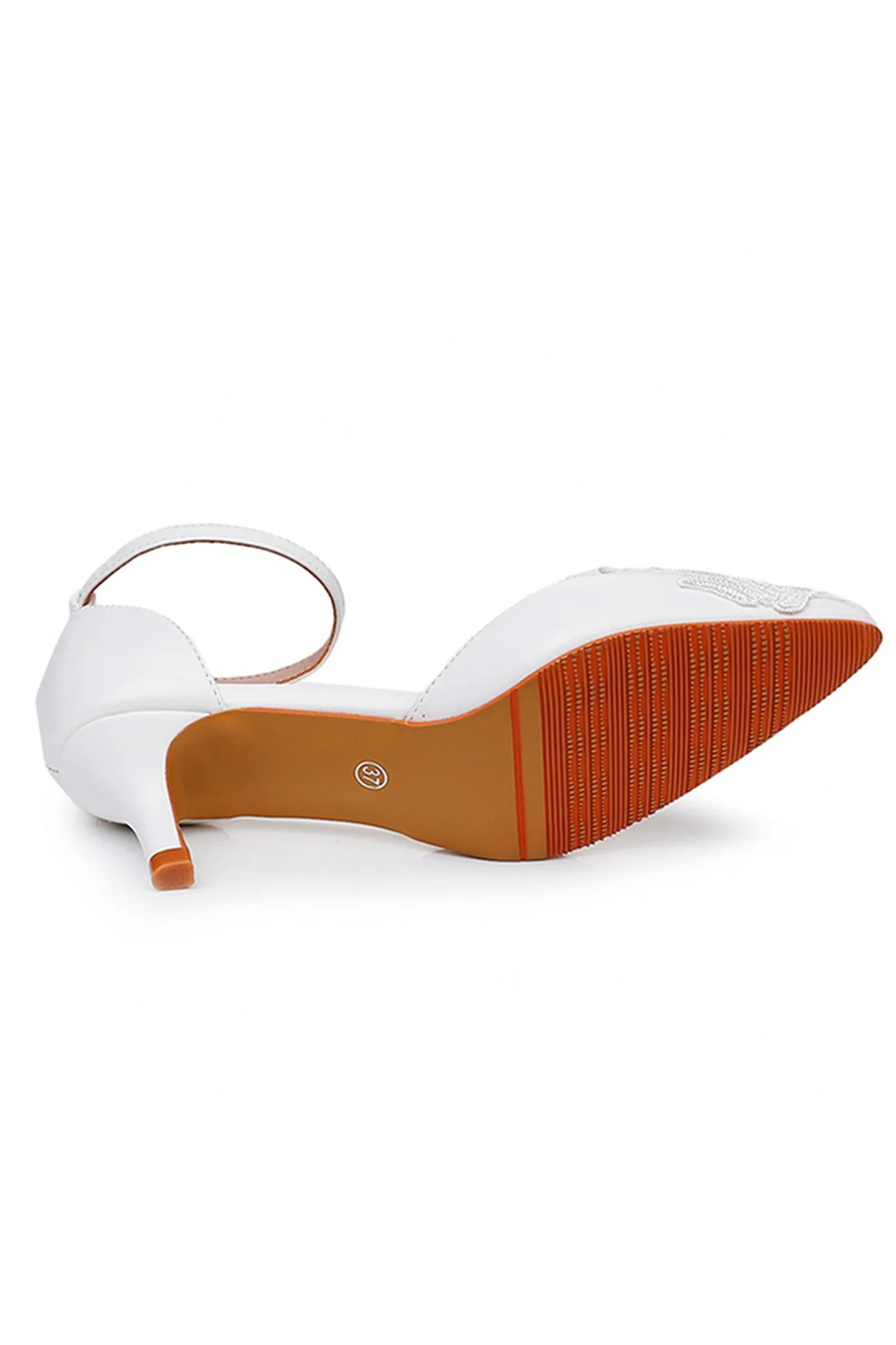 Chaussures de mariage blanches à Tailles hauts en dentelle et bout pointu – Image 4