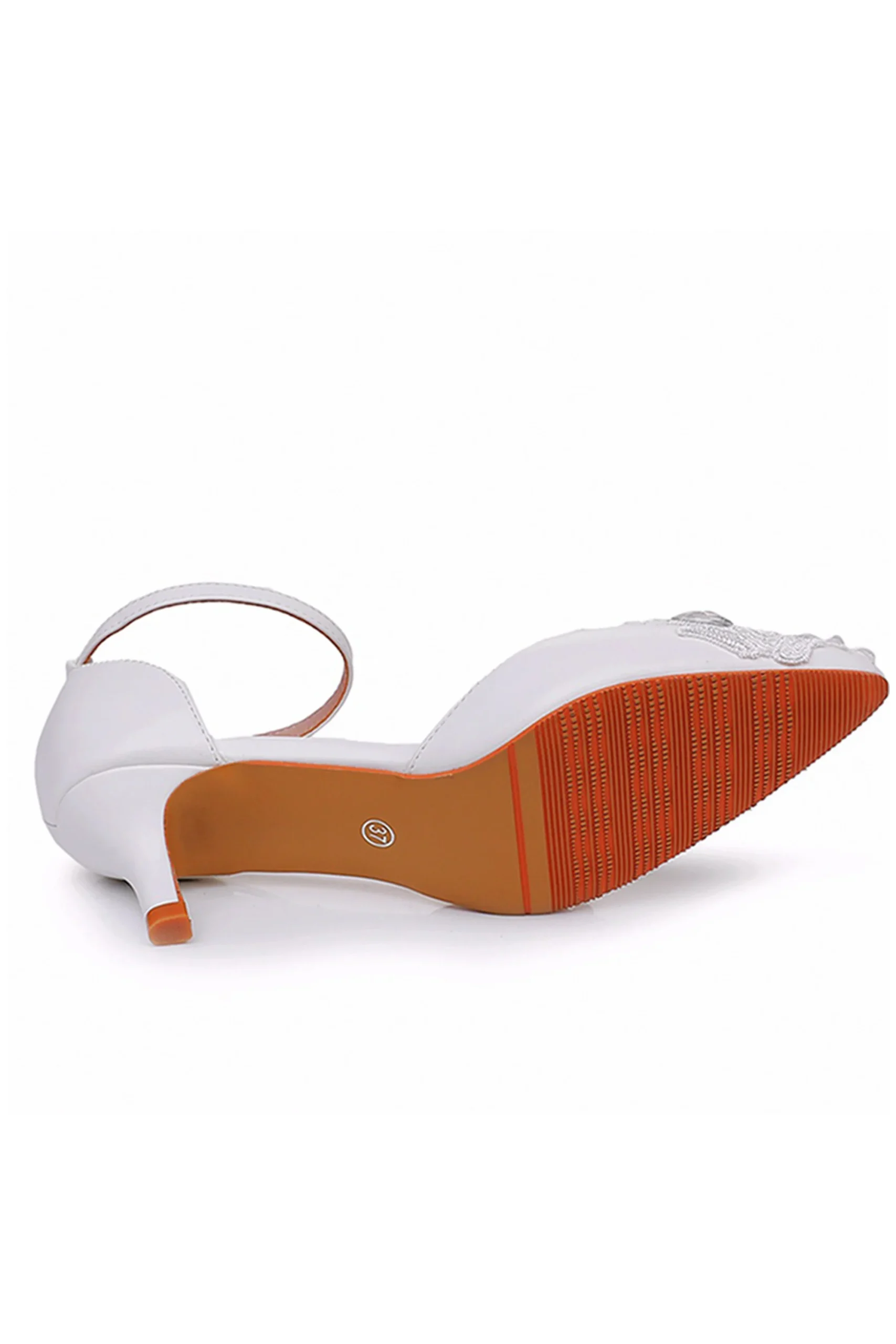 Chaussures de mariée en satin à Tailles hauts en dentelle et perles – Image 6