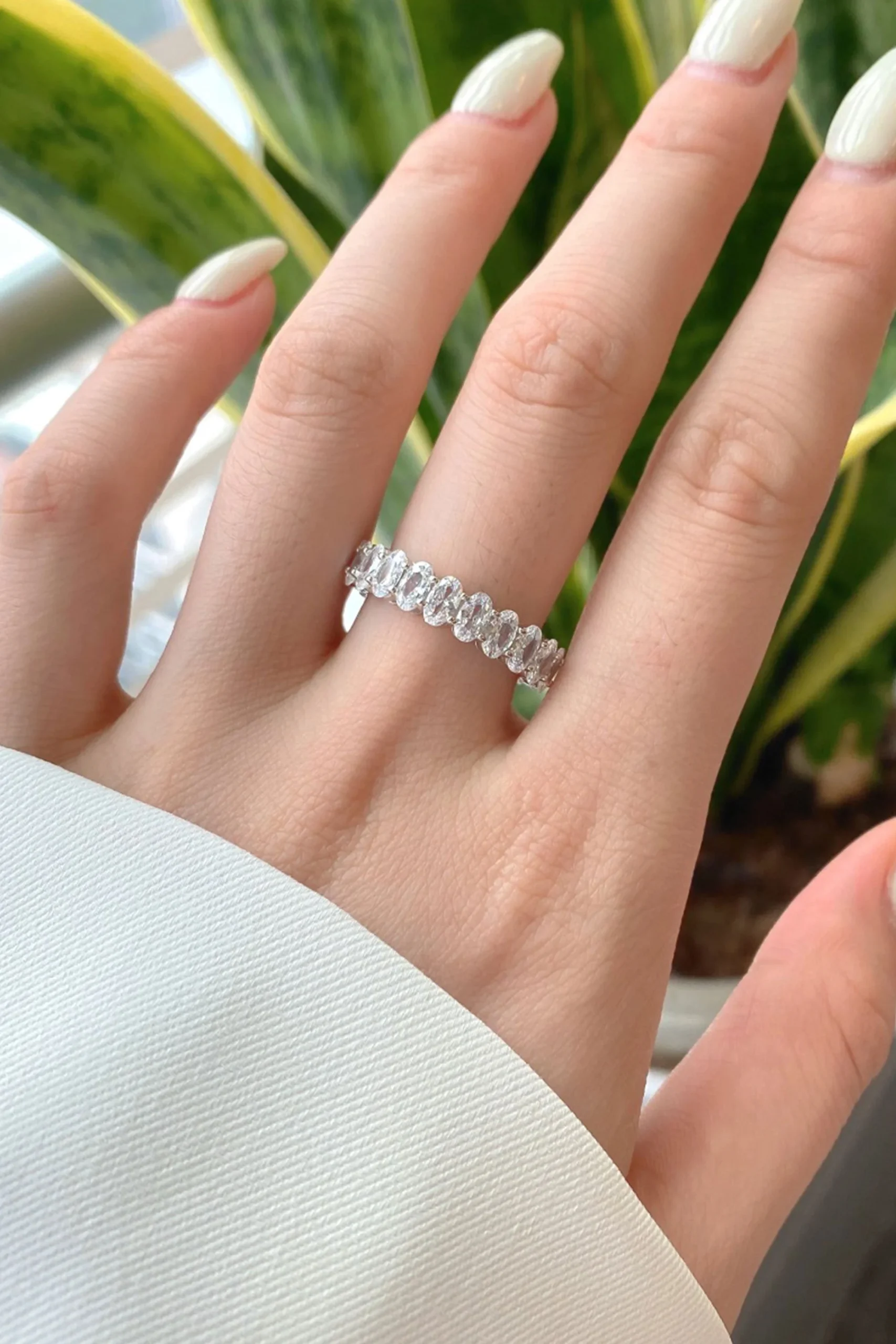 Bague ovale en argent S925 plaqué or 18 carats avec zircon – Image 4