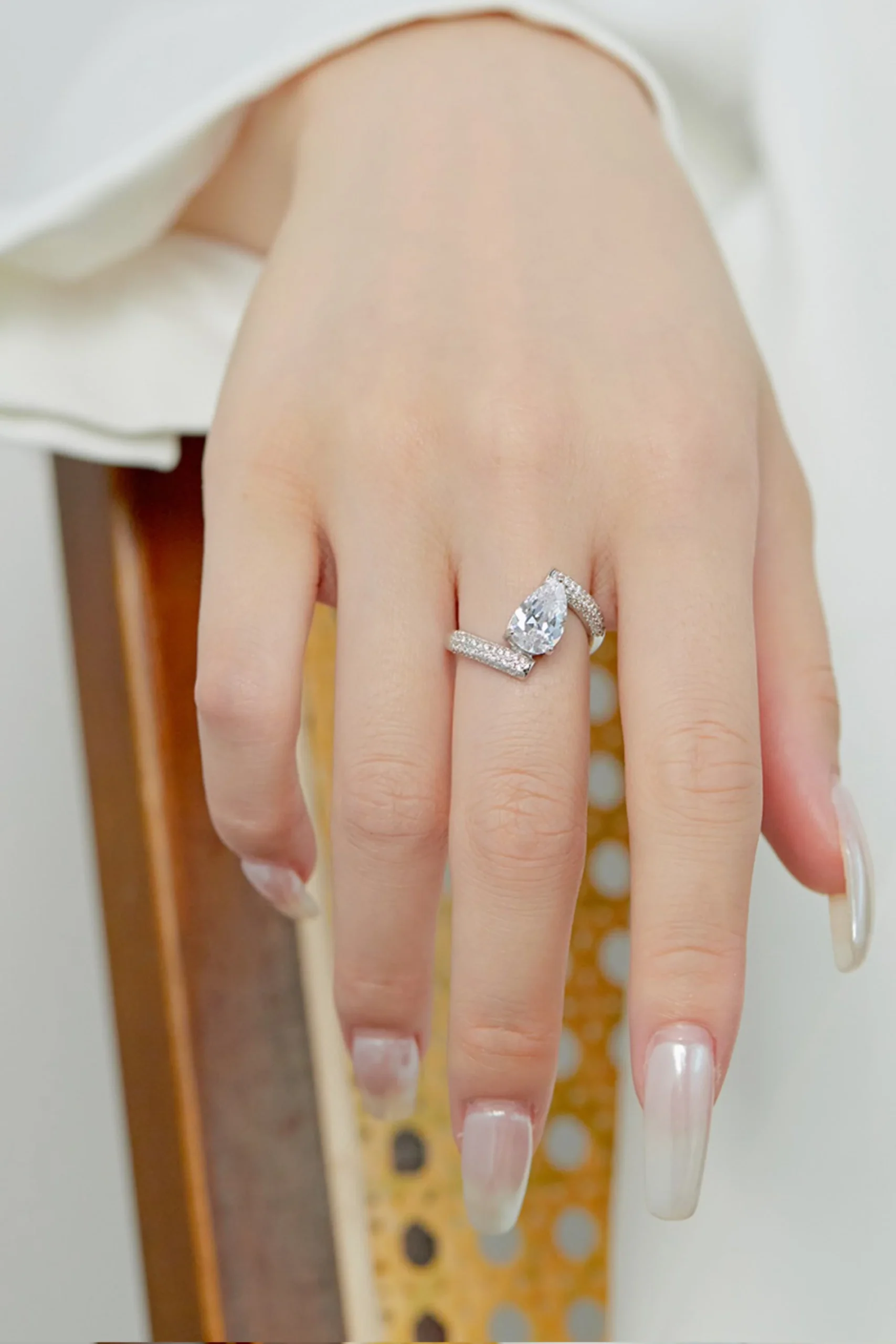Bague de mariage élégante en argent S925 et coupe poire – Image 5
