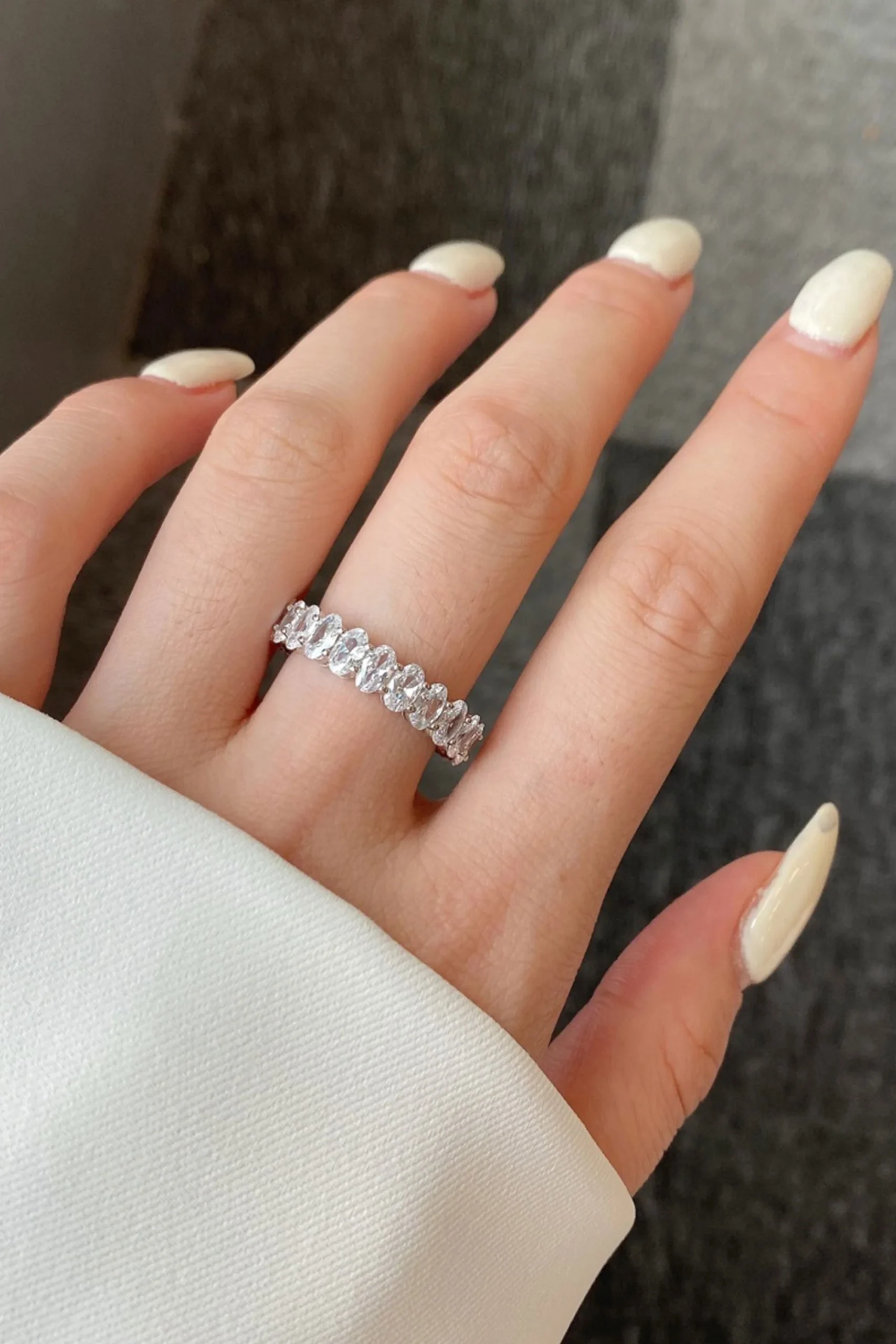Bague ovale en argent S925 plaqué or 18 carats avec zircon – Image 3