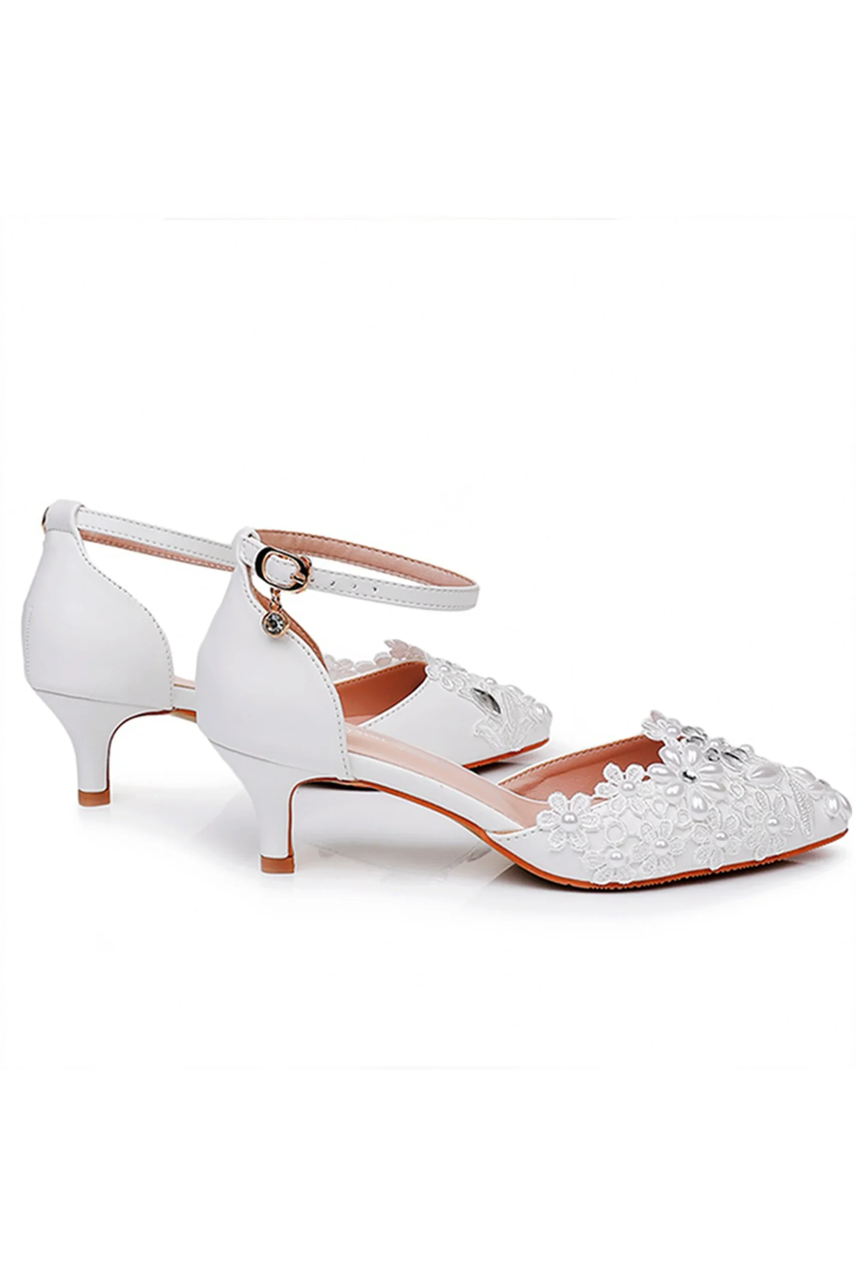 Chaussures de mariée en satin à Tailles hauts en dentelle et perles – Image 8