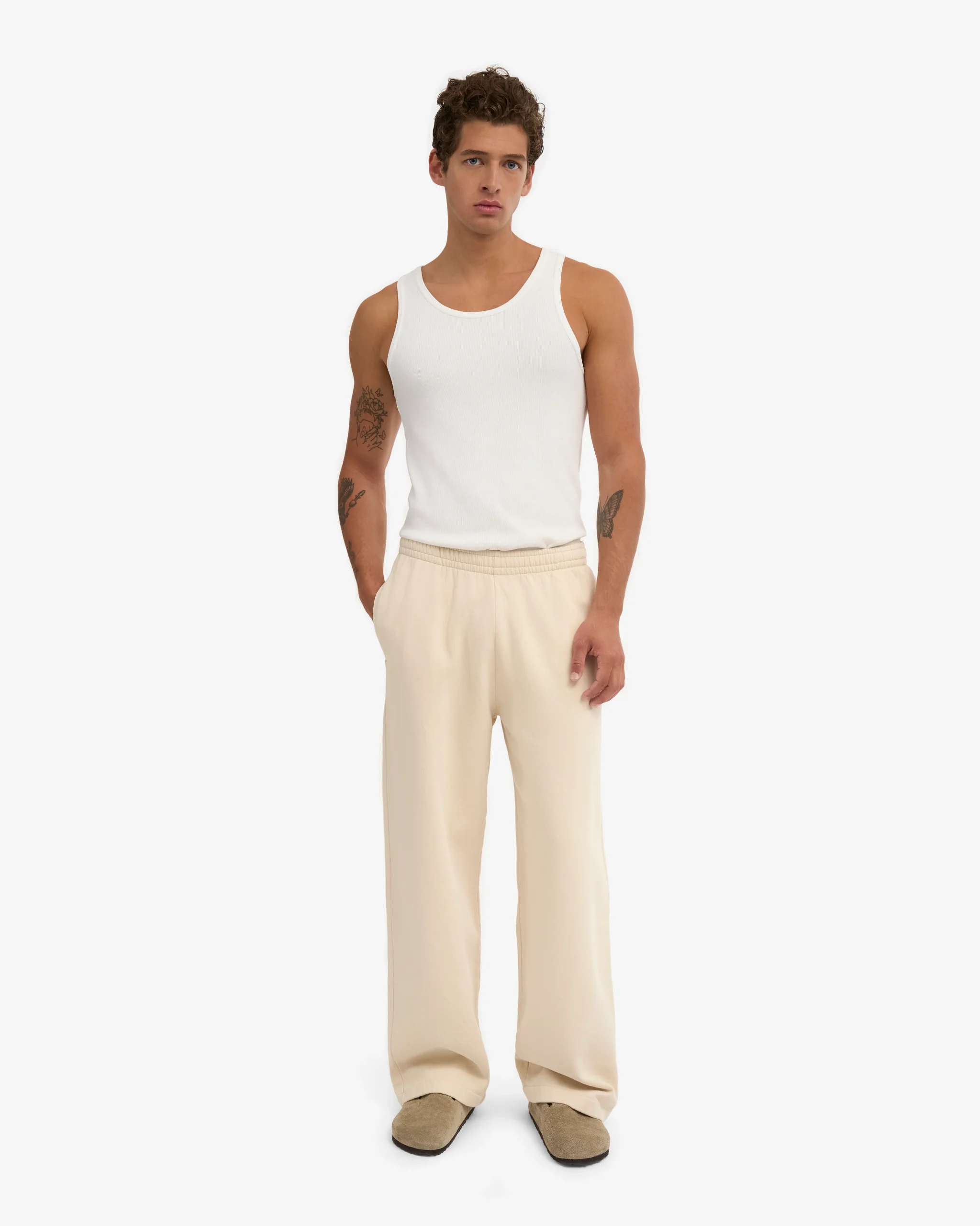Organic Straight Leg Sweatpants - Ivory White – Image 2