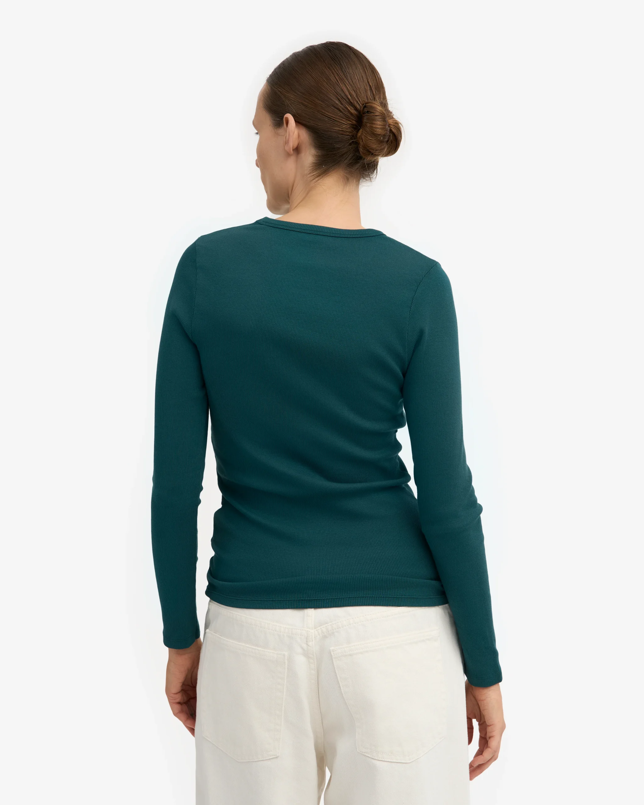 Women Organic Rib LS T-Shirt - Ocean Green – Image 4