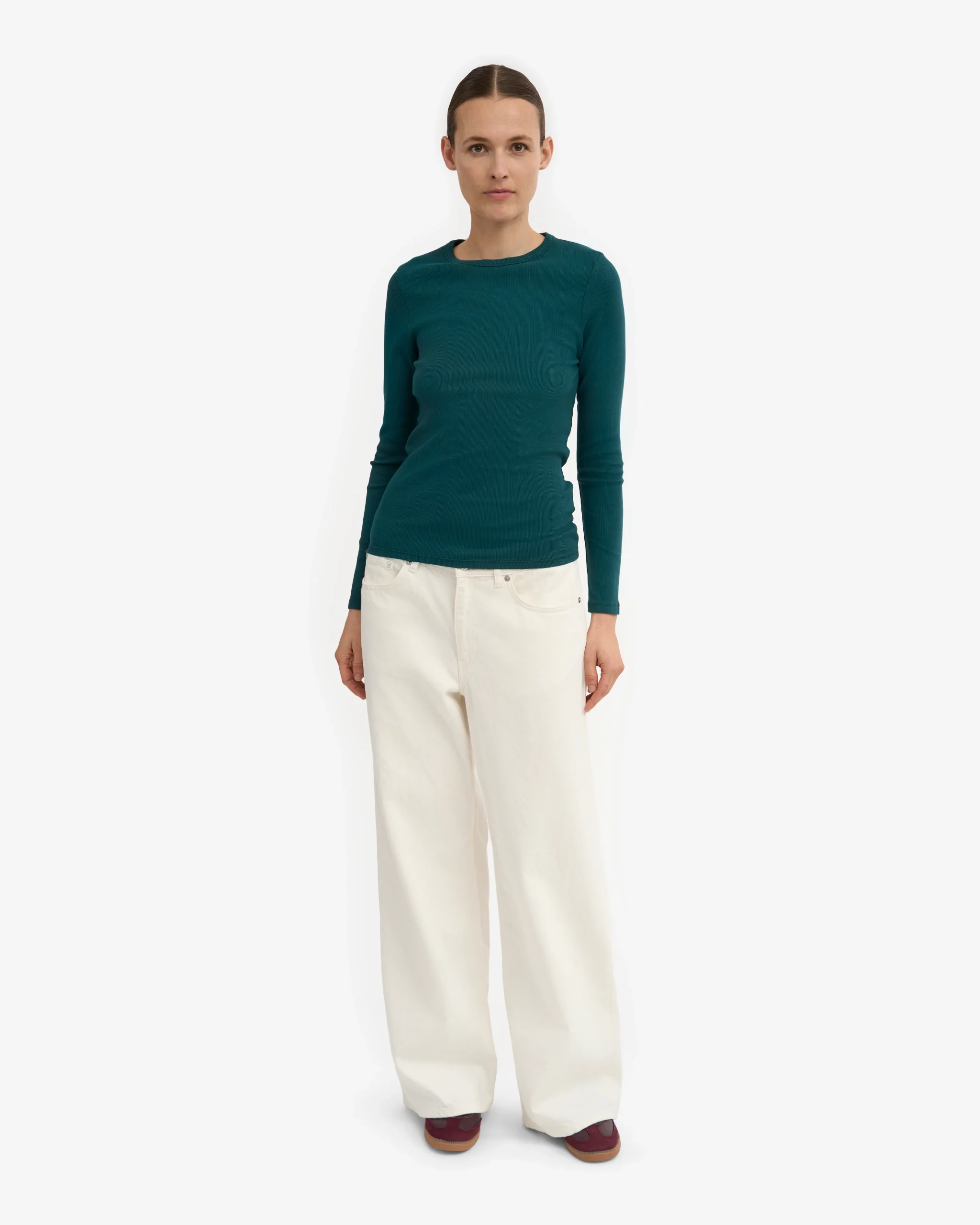 Women Organic Rib LS T-Shirt - Ocean Green – Image 5