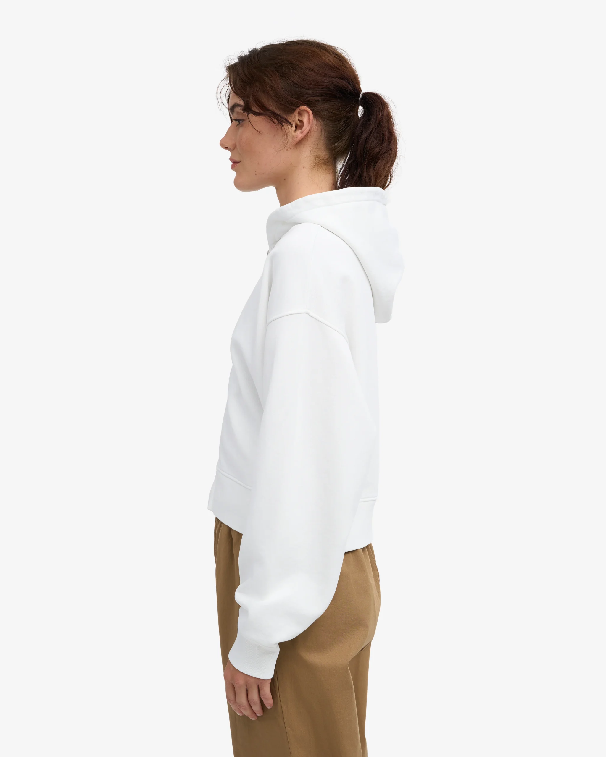 Organic Crop Zip Hood - Optical White – Image 3