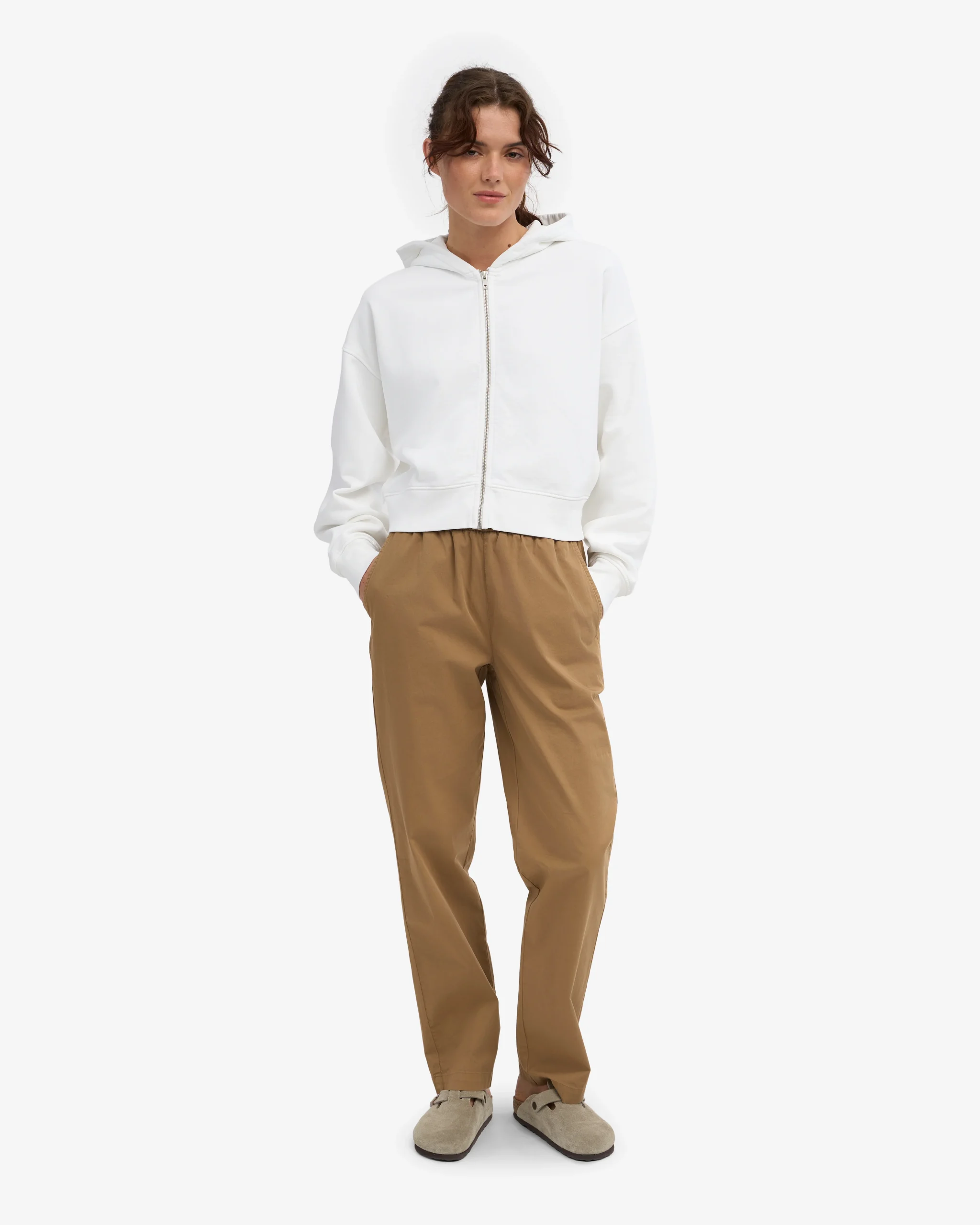 Organic Crop Zip Hood - Optical White – Image 5