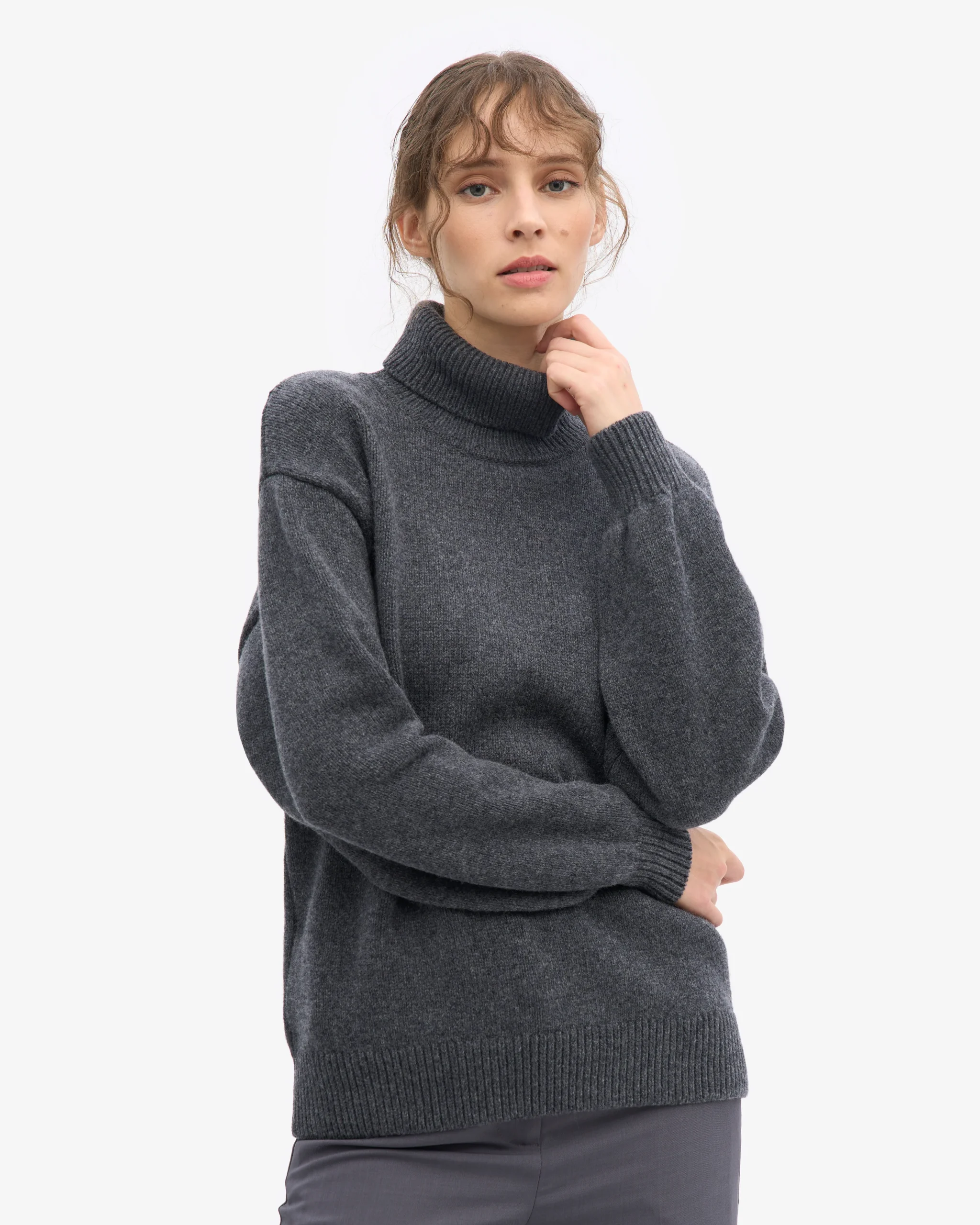 Merino Wool Turtleneck - Lava Grey – Image 6