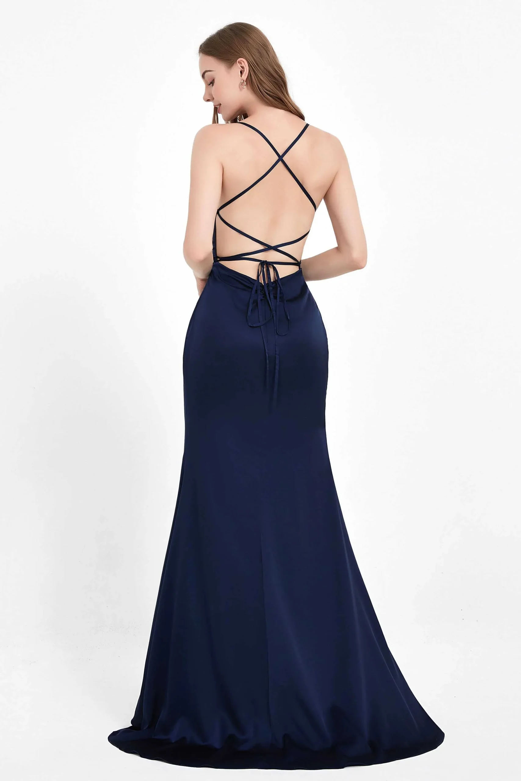Robe de soirée longue élégante à lacets et fente latérale au dos – Image 2