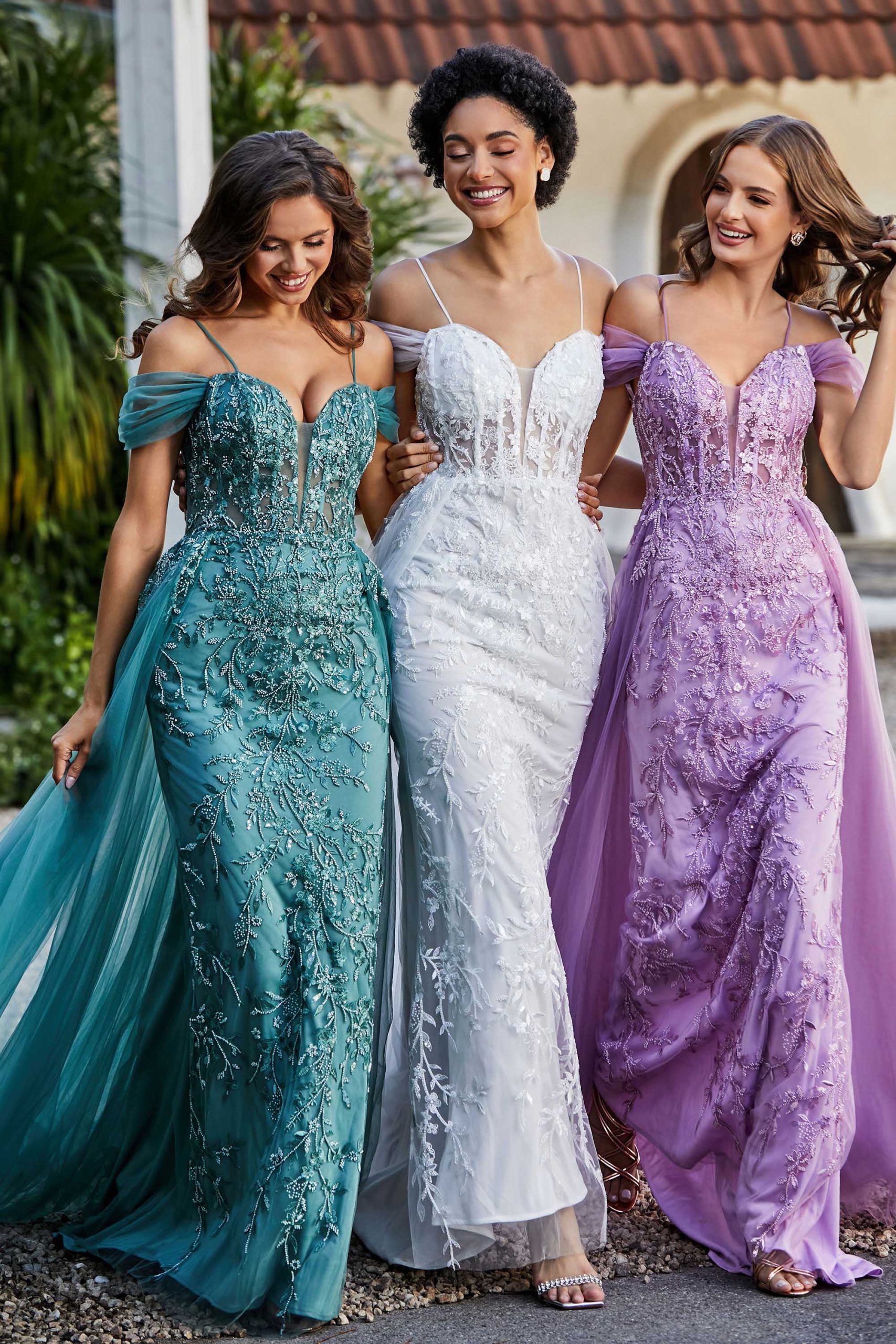Robe Appliquée à A-ligne en Tulle Hors de l'Épaule – Image 8
