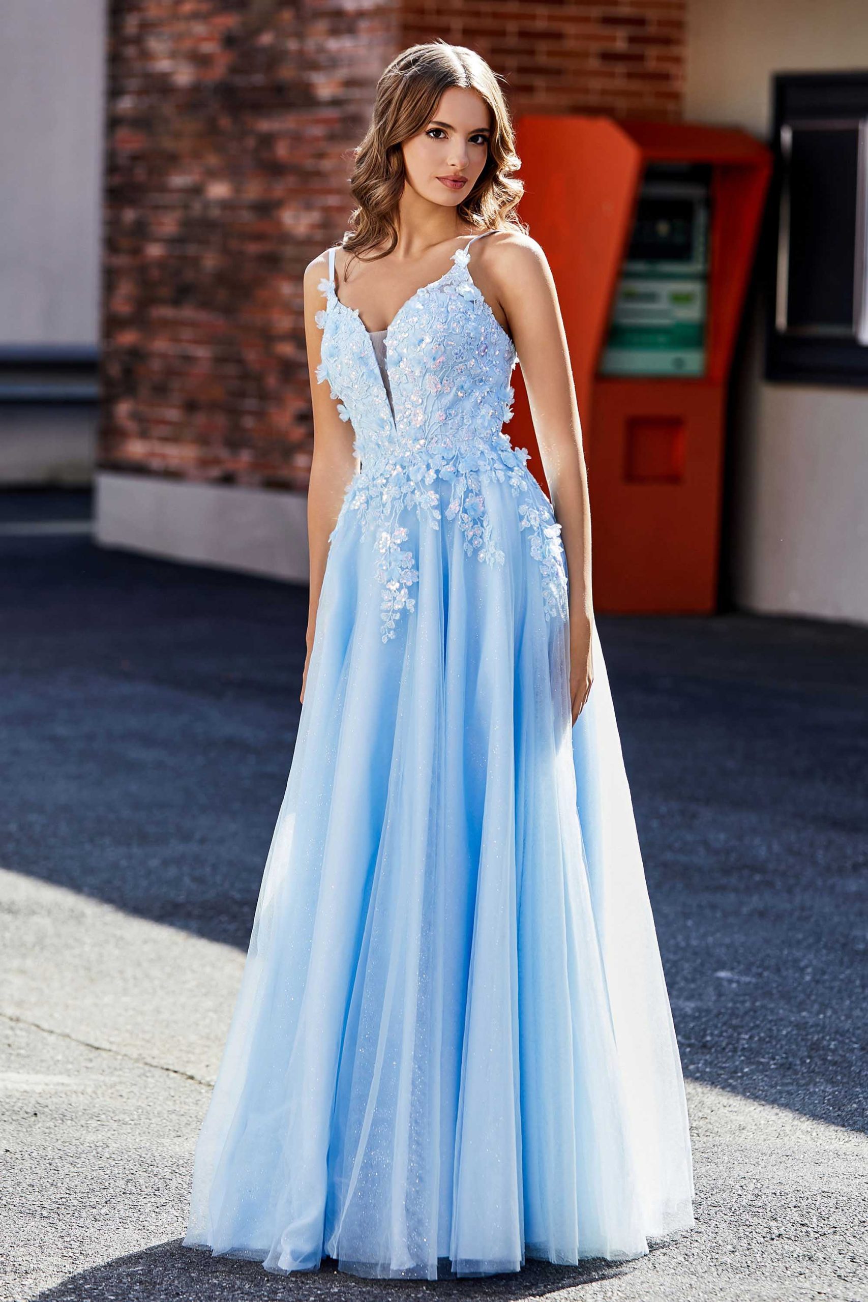 Robe de A-ligne en Tulle avec Appliques Florales – Image 5