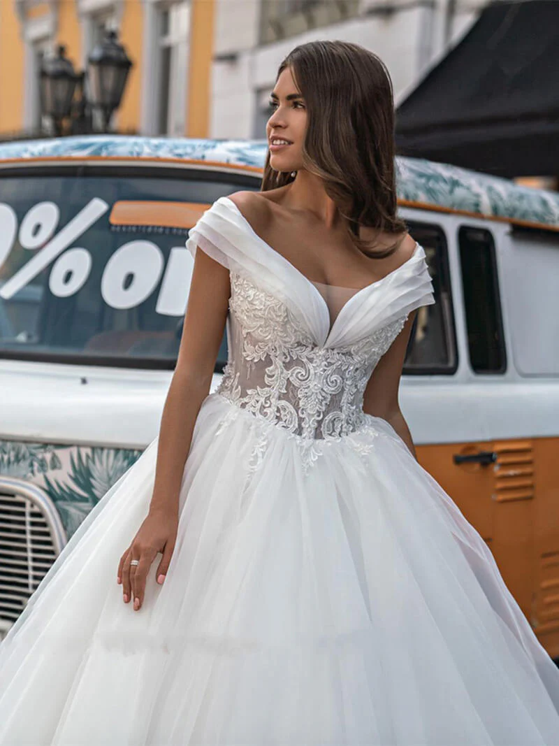 Robe de Mariée Princesse Bustier Dentelle – Image 3