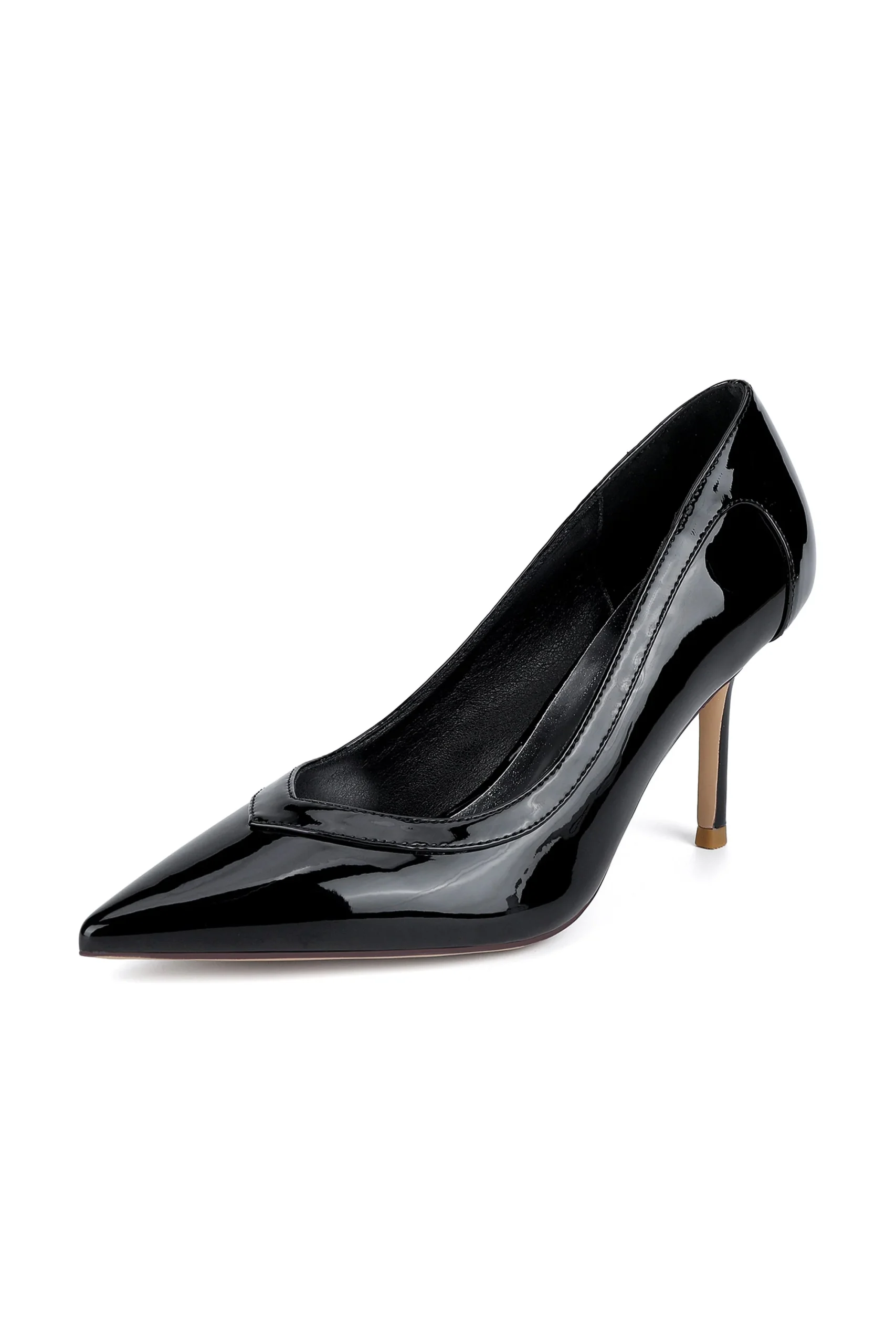 Escarpins en cuir verni miroir à bout pointu, talon aiguille – Image 8