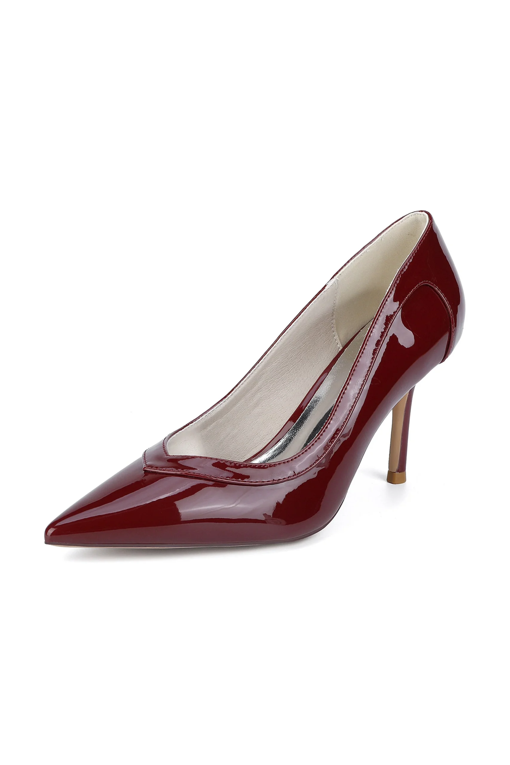 Escarpins en cuir verni miroir à bout pointu, talon aiguille – Image 9
