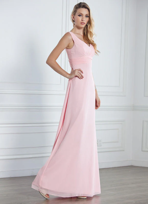 Robe Pastel Rose Demoiselle D'Honneur À Volants – Image 2
