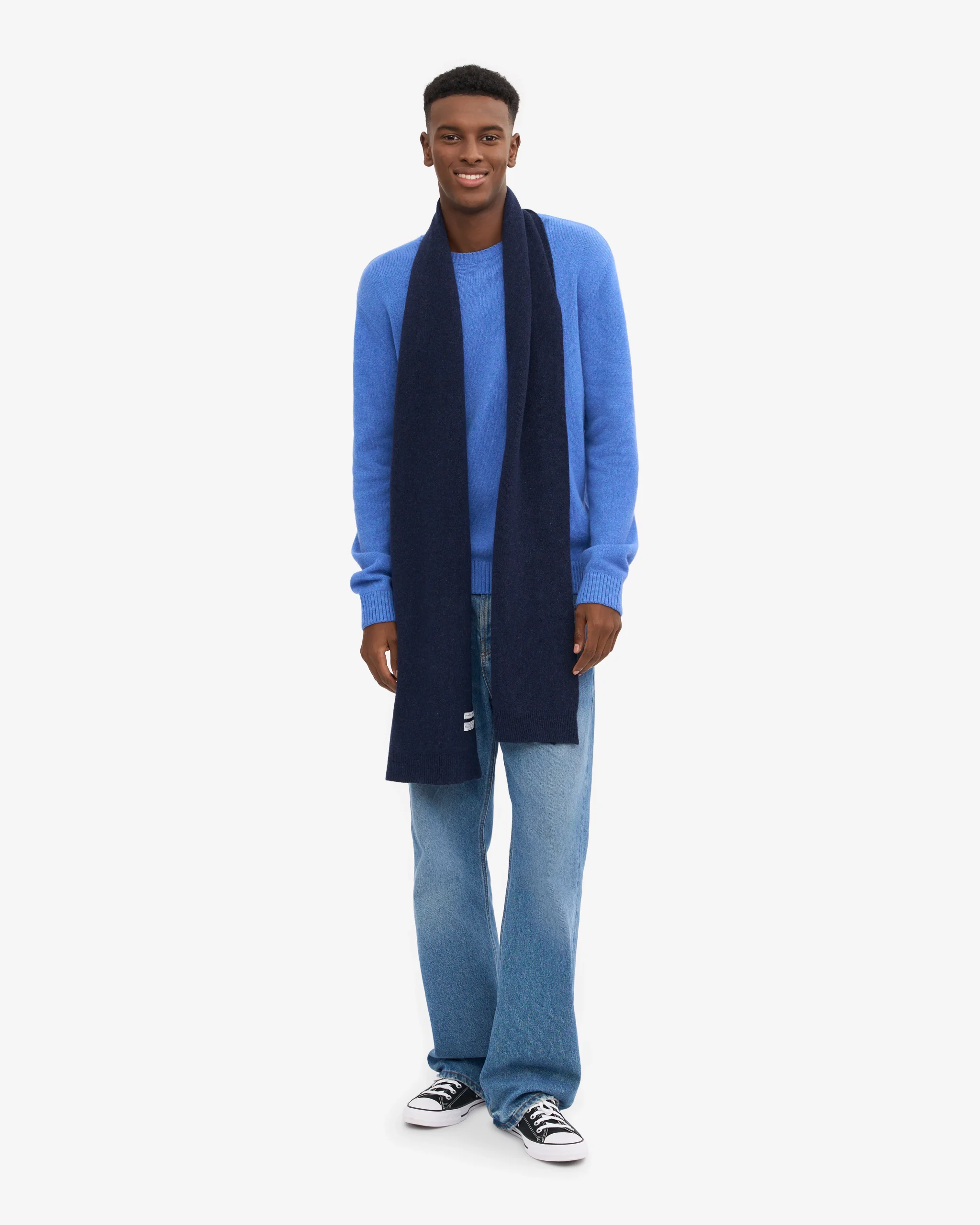Merino Wool Scarf - Marine Blue – Image 3
