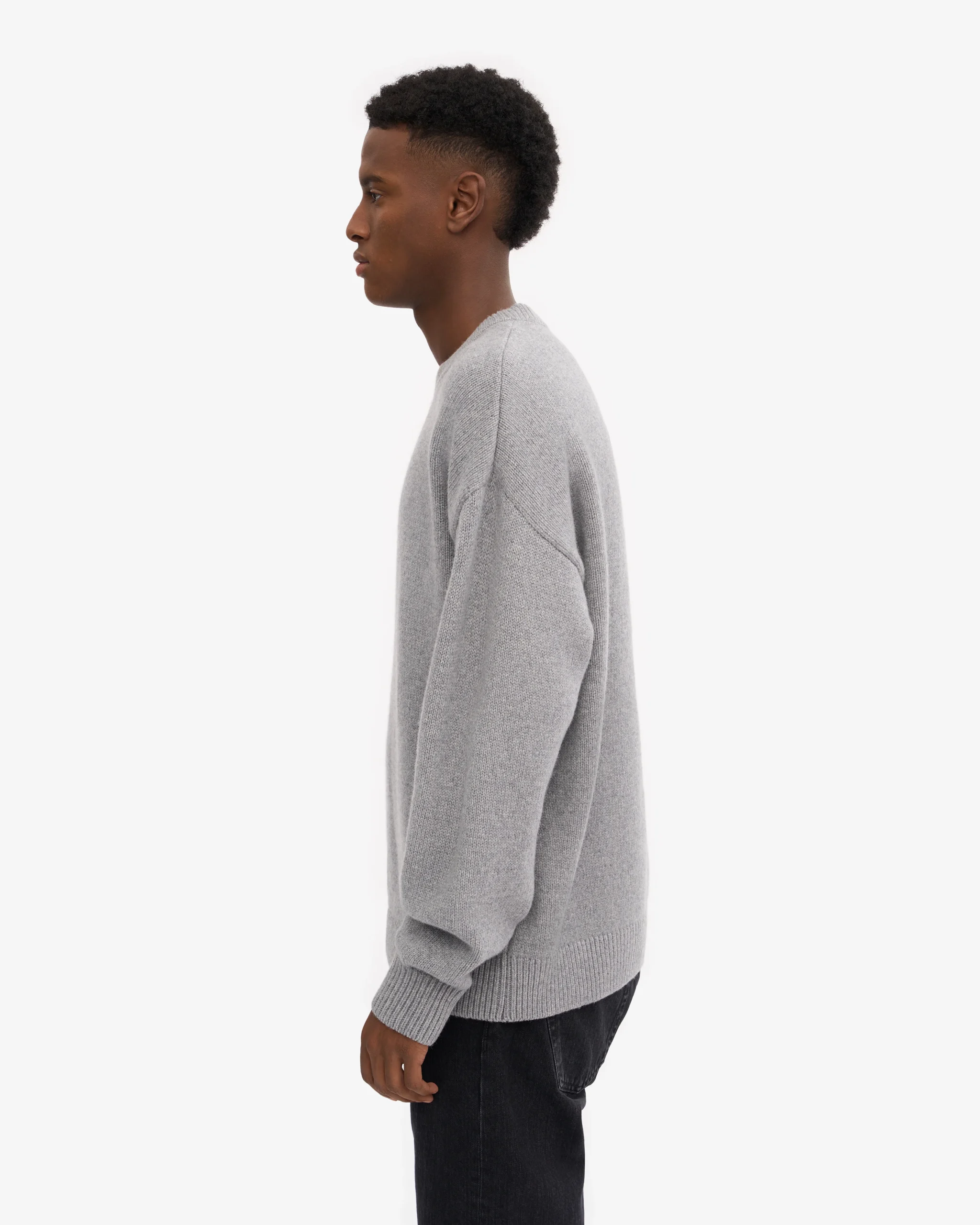 Oversized Merino Wool Crew - Heather Grey – Image 3