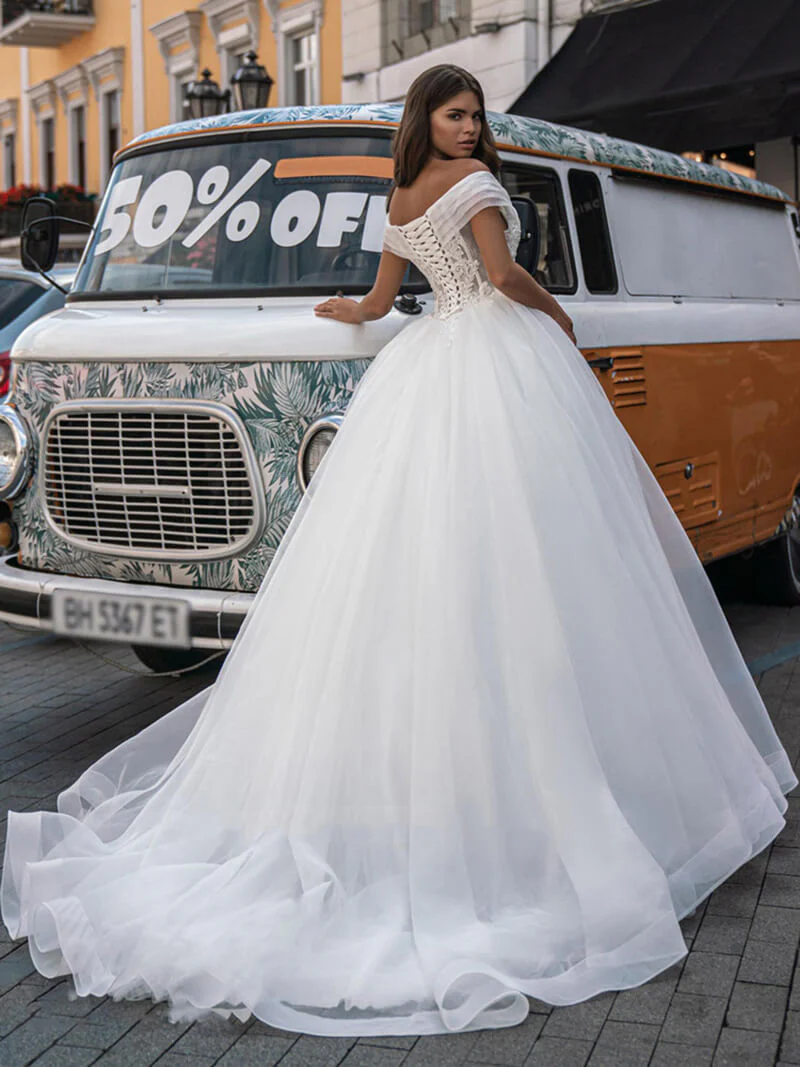 Robe de Mariée Princesse Bustier Dentelle – Image 2