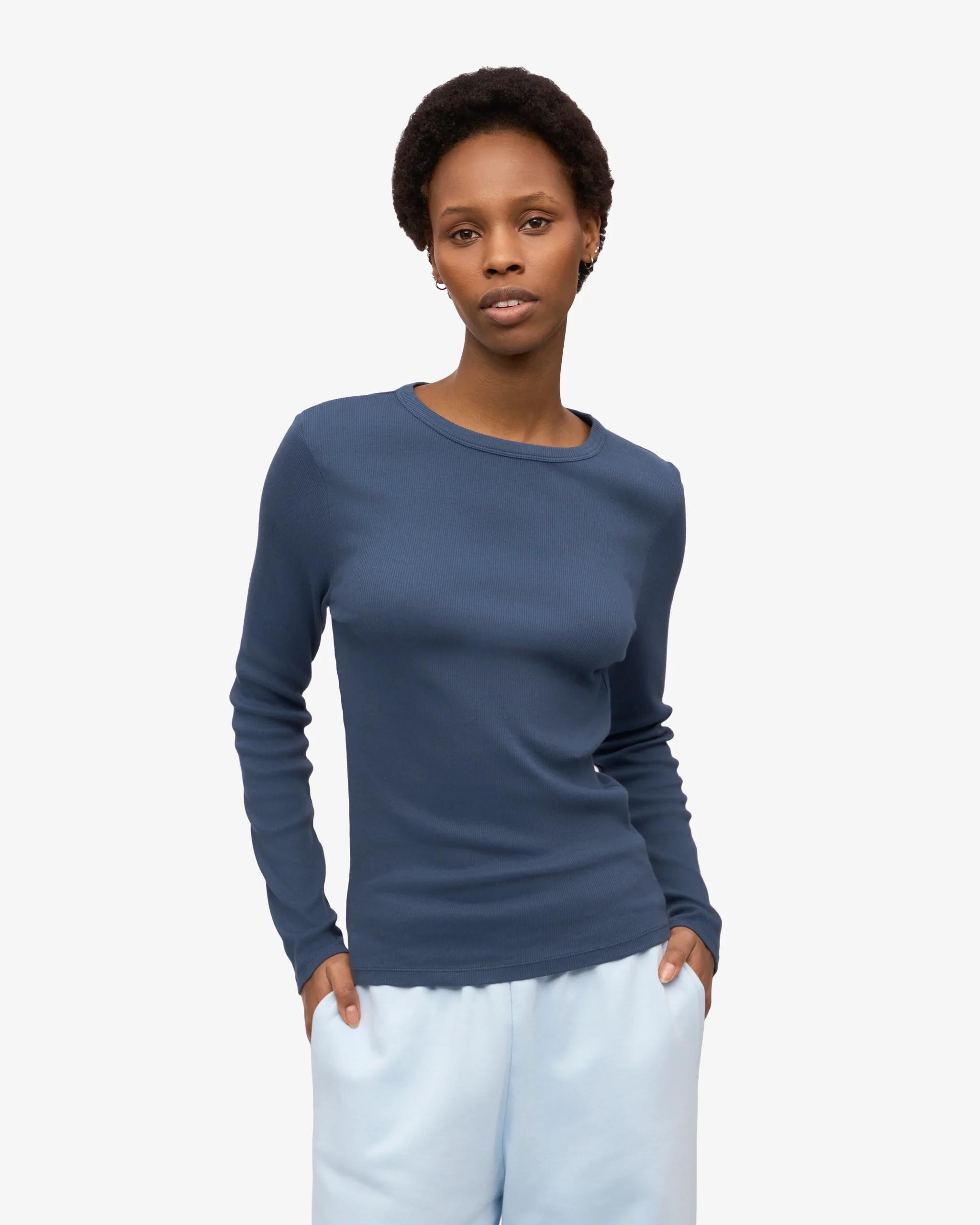 Women Organic Rib LS T-Shirt - Lava Grey – Image 2